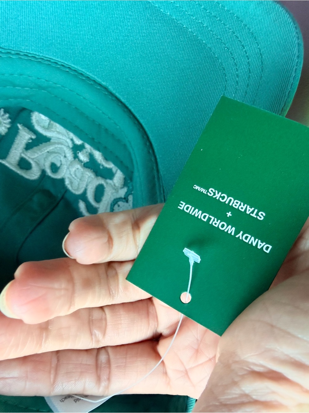NWT Starbucks Teal 'Road Trip' Embroidered Baseball Cap with Cream Accent - Picture 5 of 10